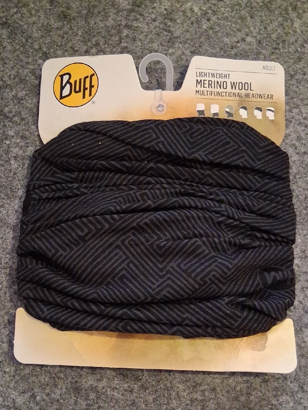 Buff Black & Dark Gray Geometric Merino Wool Headwear